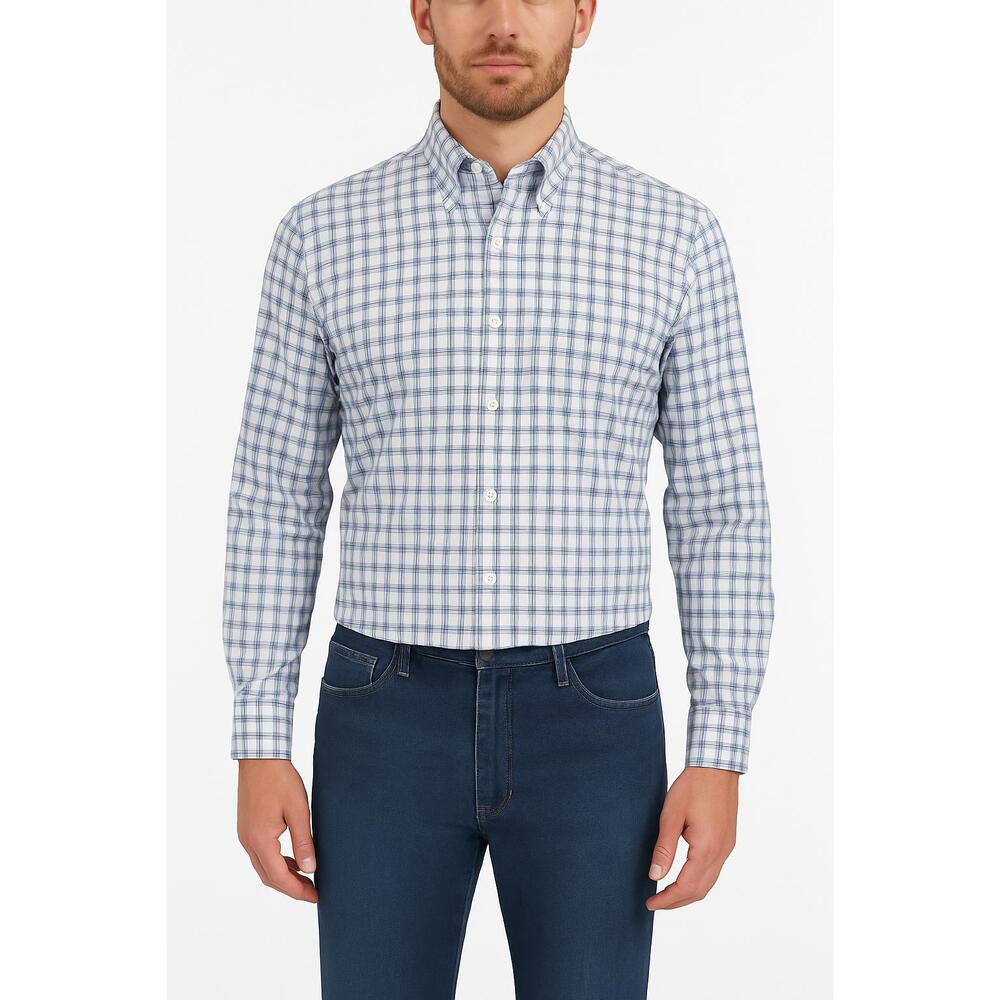 Peter Millar Shirt Mens LongSleeve Blue Plaid Buttondown‎ Cotton Classic XL